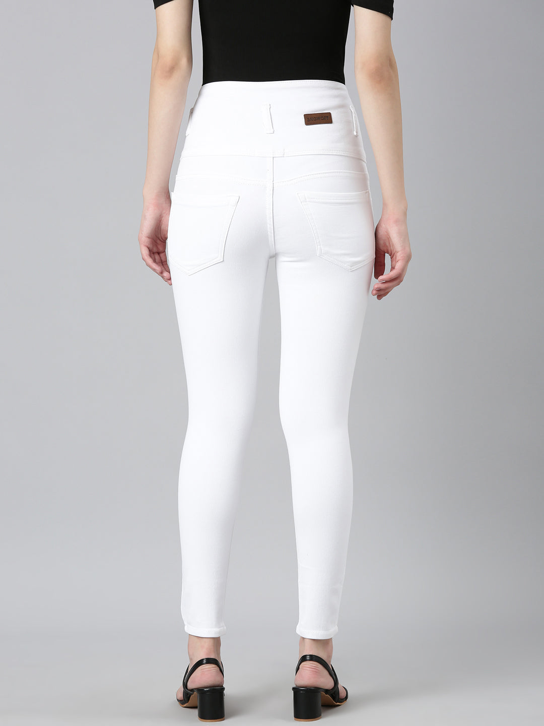 Women White Solid Slim Fit Denim Jeans