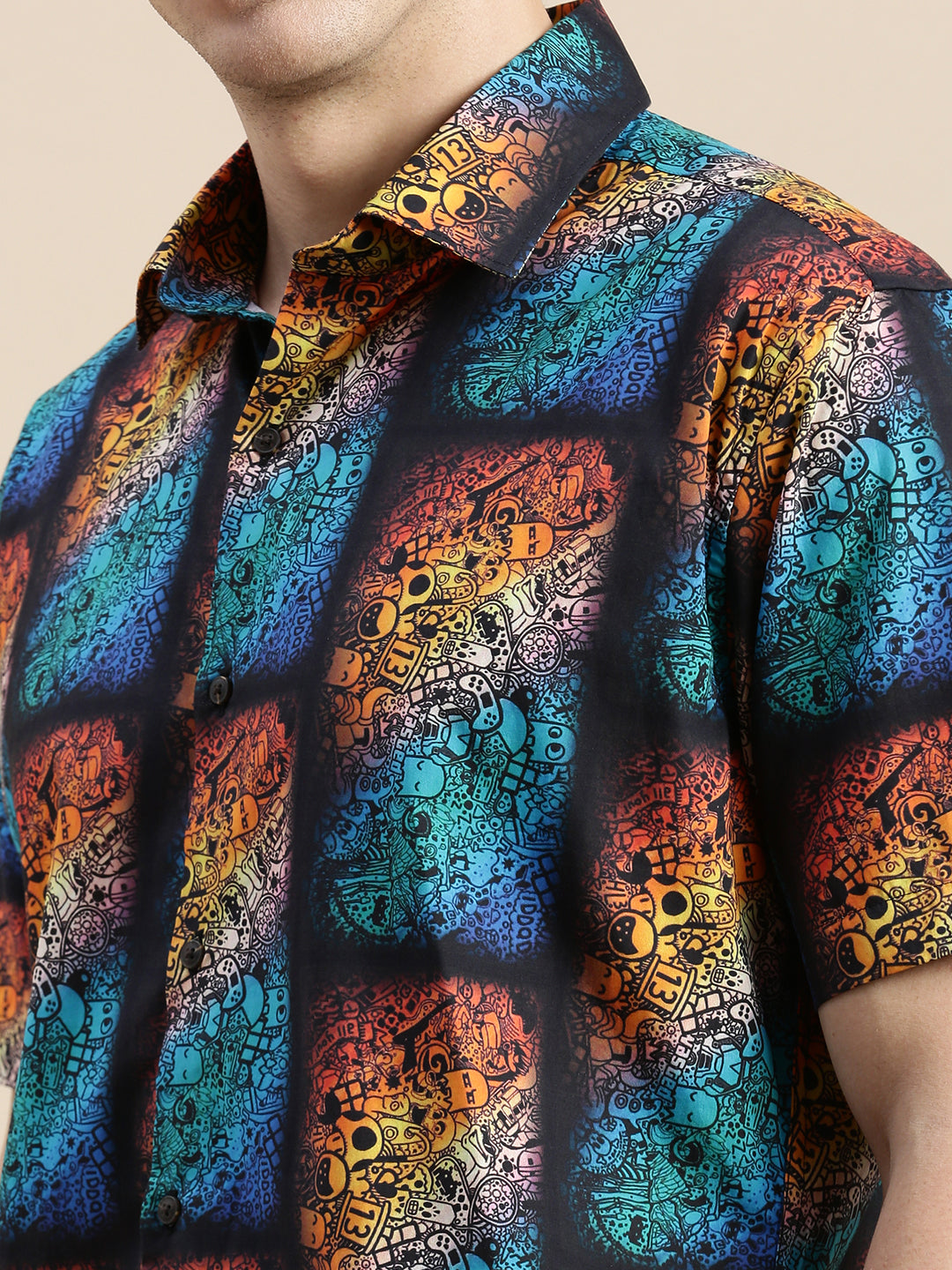 Men Multi Graphics Casual Shirt