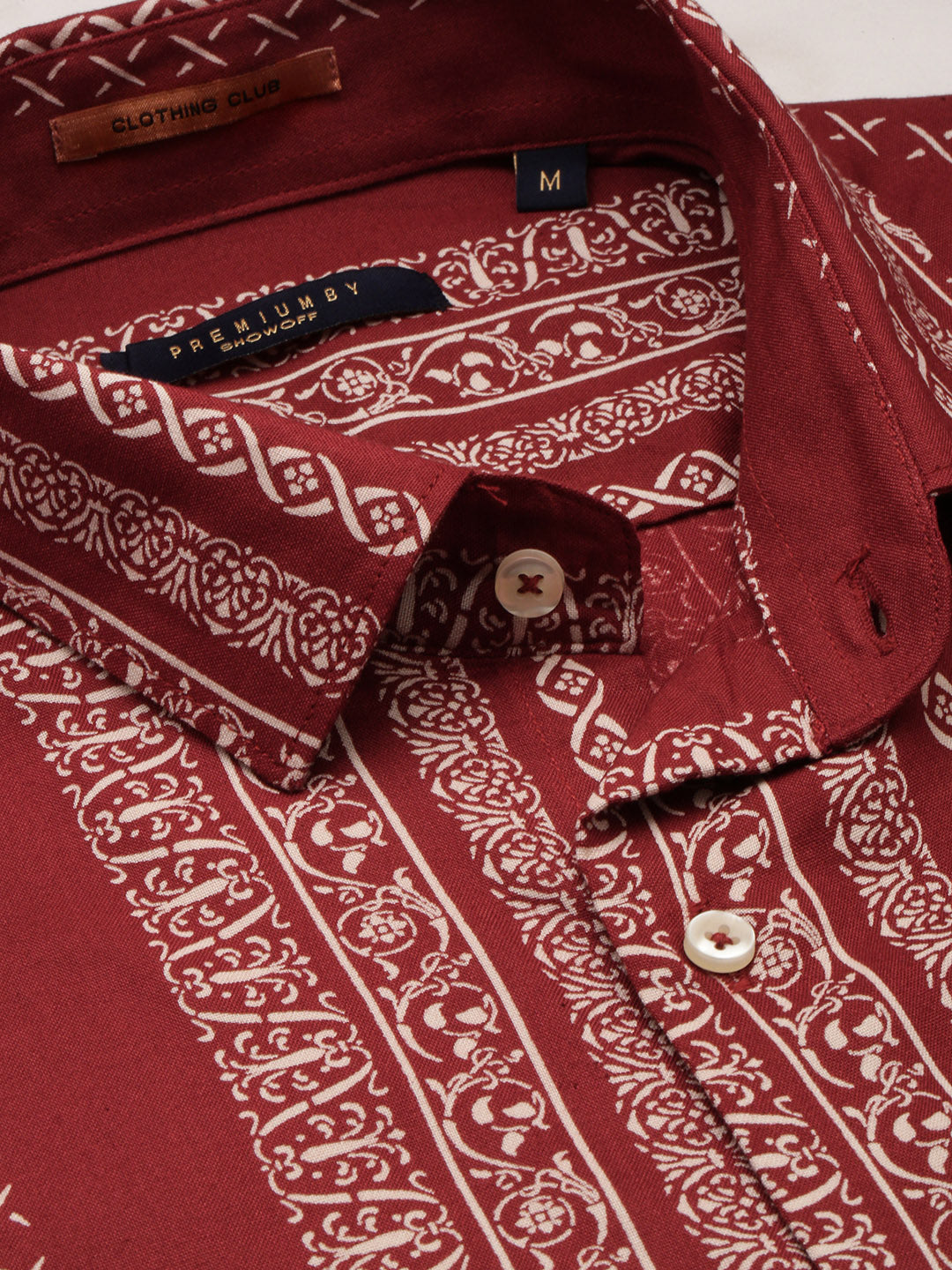 Men Maroon Printed Casual Shirt