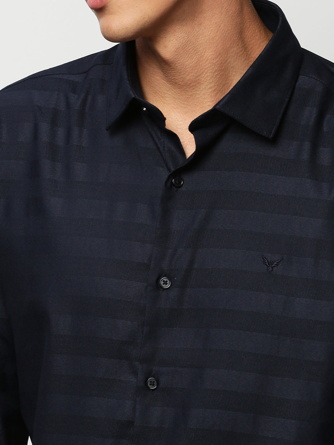 Men Navy Striped Casual Casual Shirts