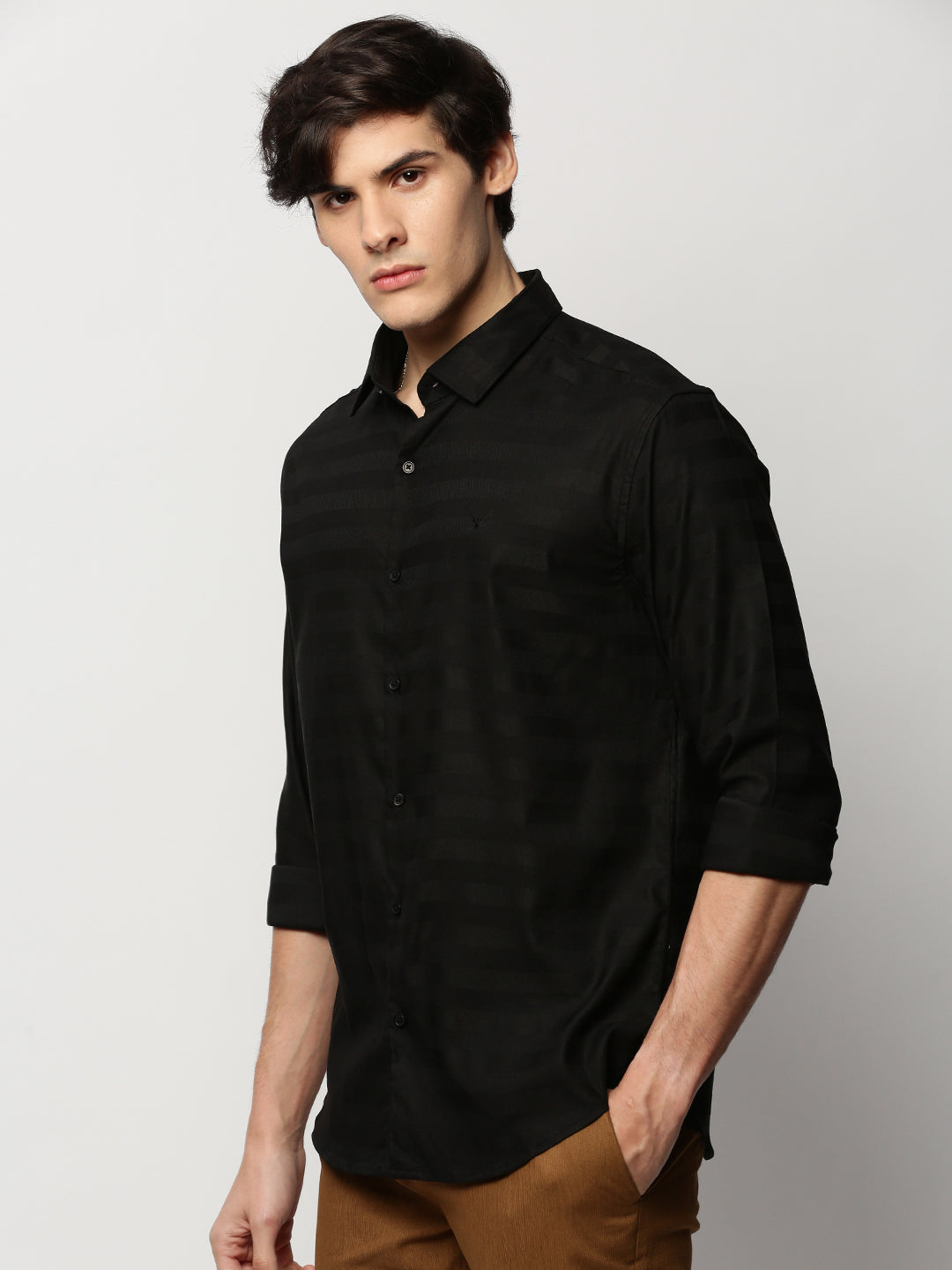 Men Black Striped Casual Casual Shirts