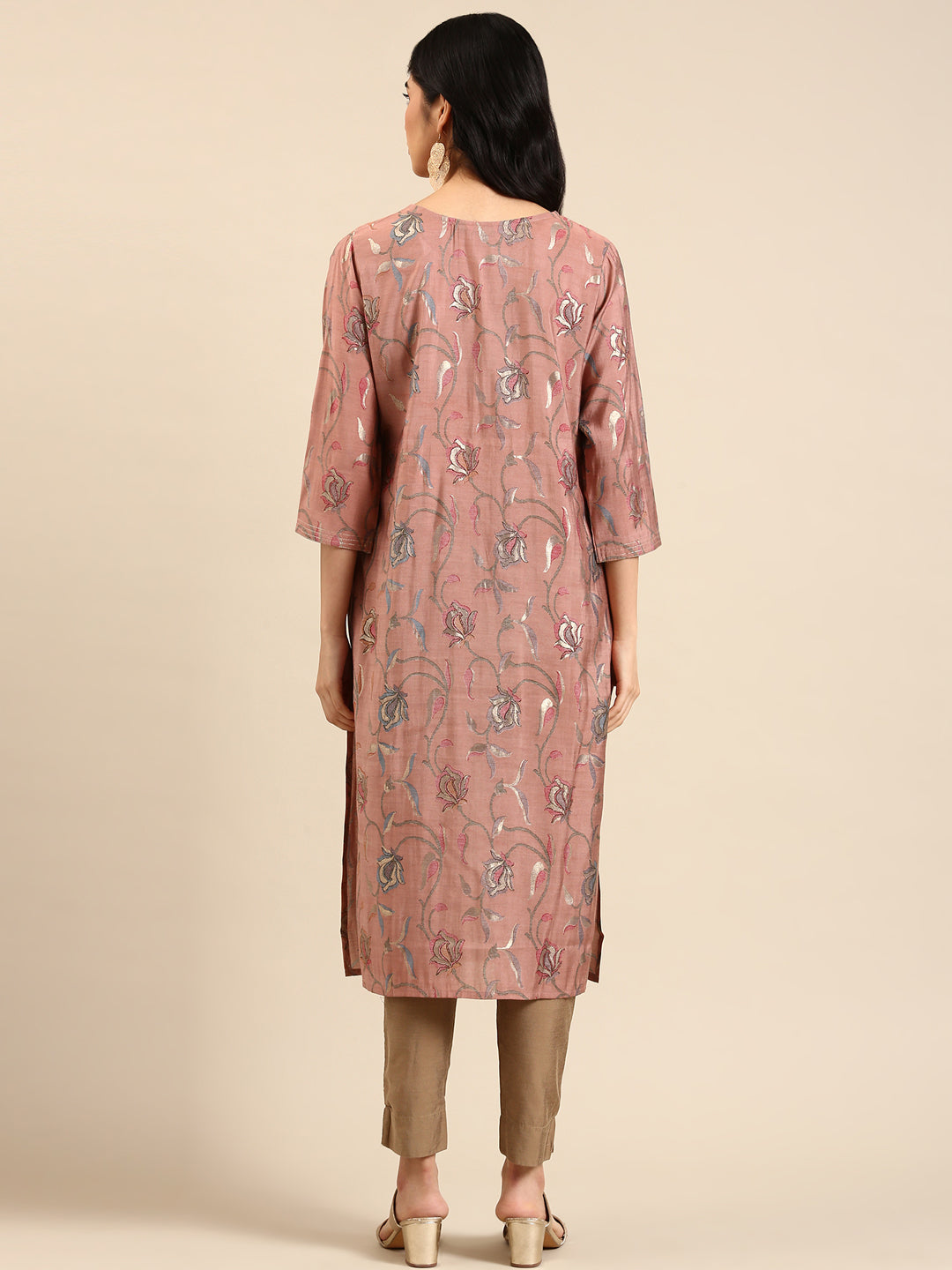 Women's Purple Printed Straight Kurta