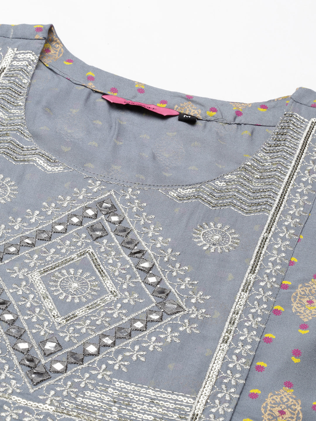 Women's Grey Printed Anarkali Kurta