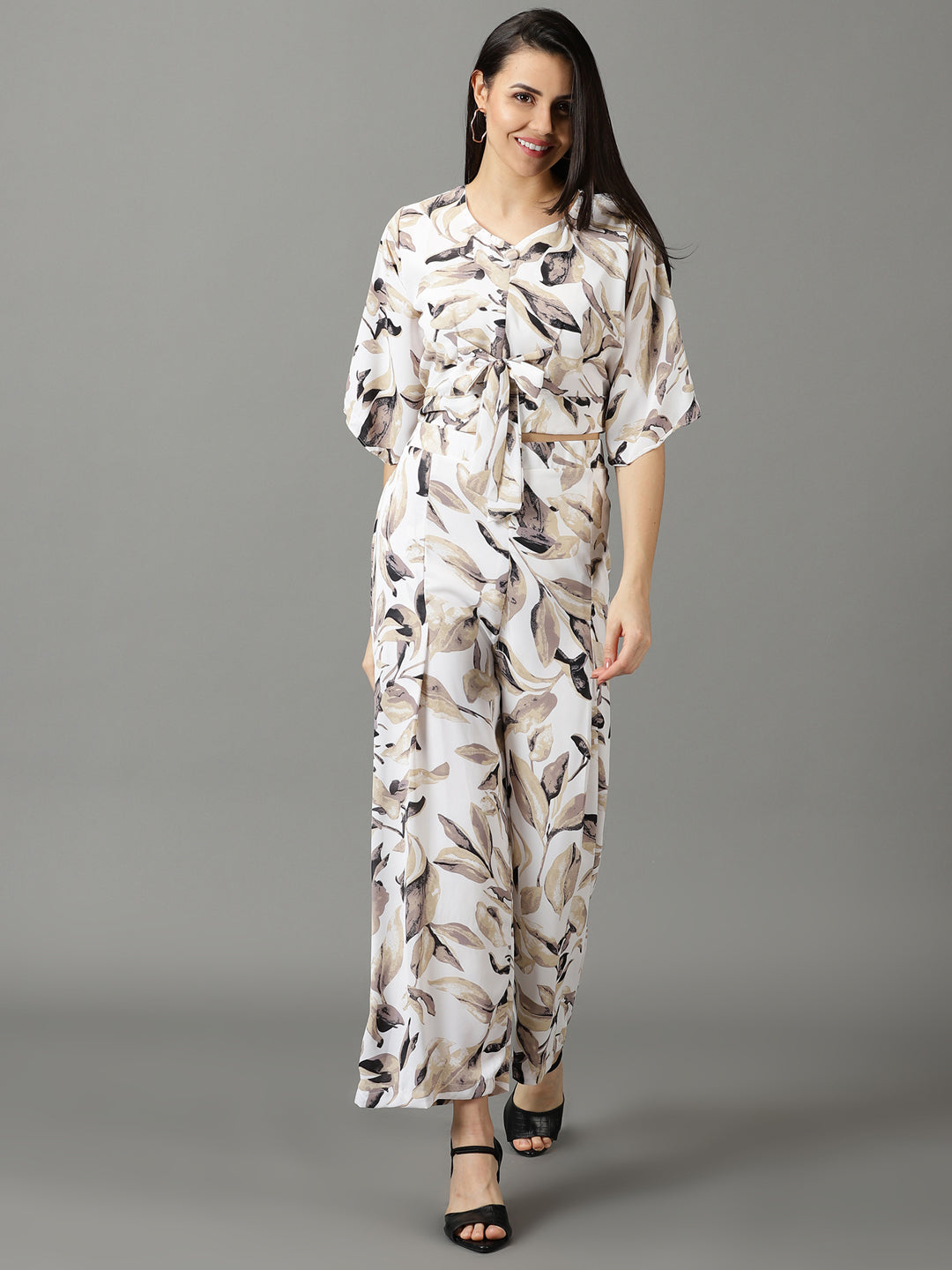 Women's White Printed Co-Ords