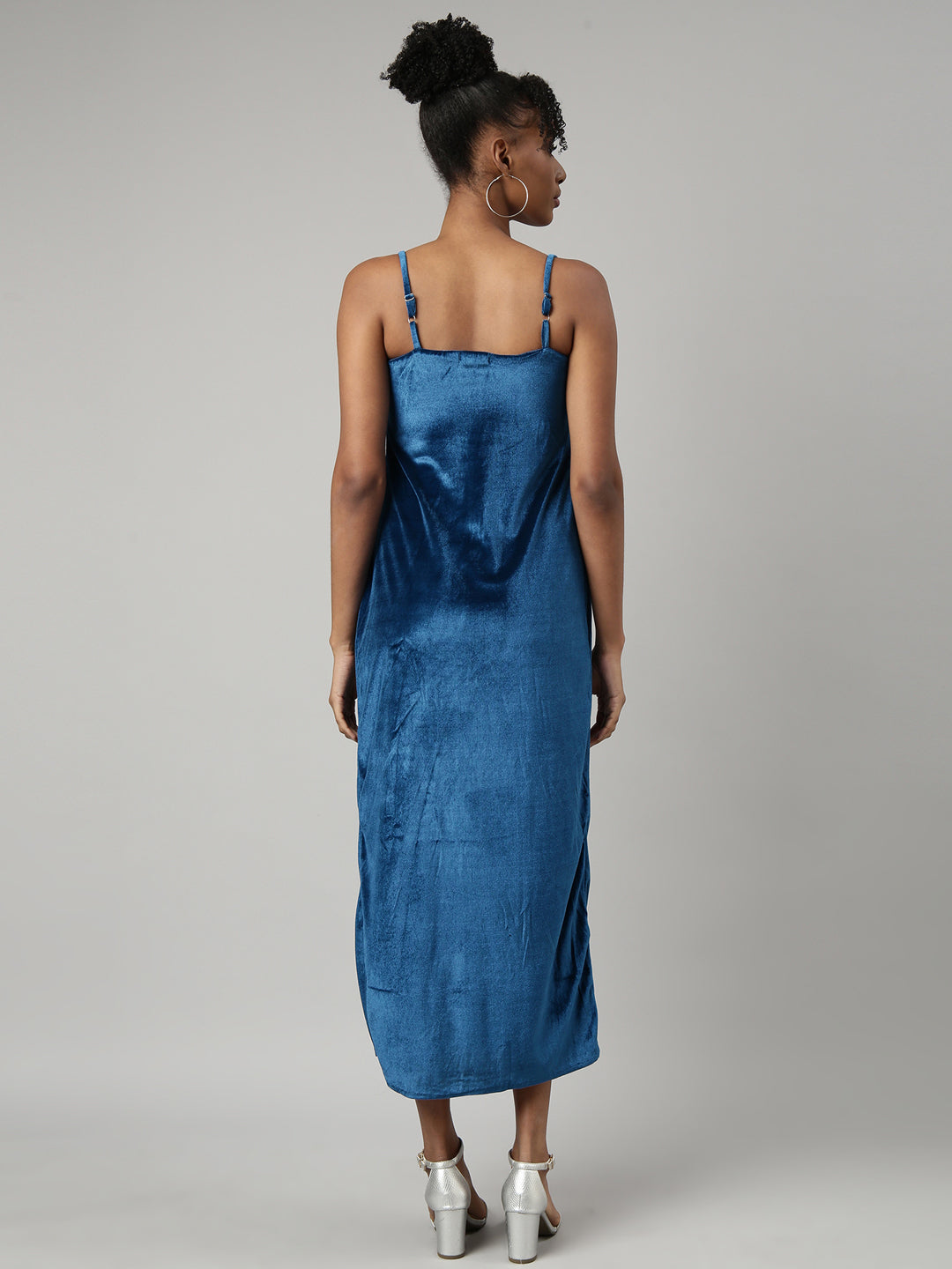 Women Blue Solid A-Line Dress