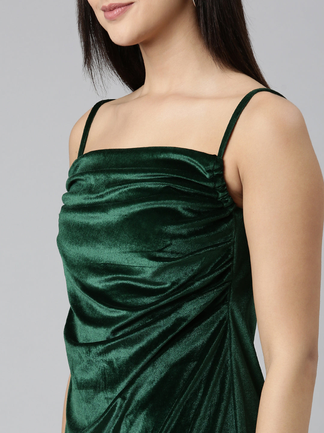 Women Green Solid Gown Dress