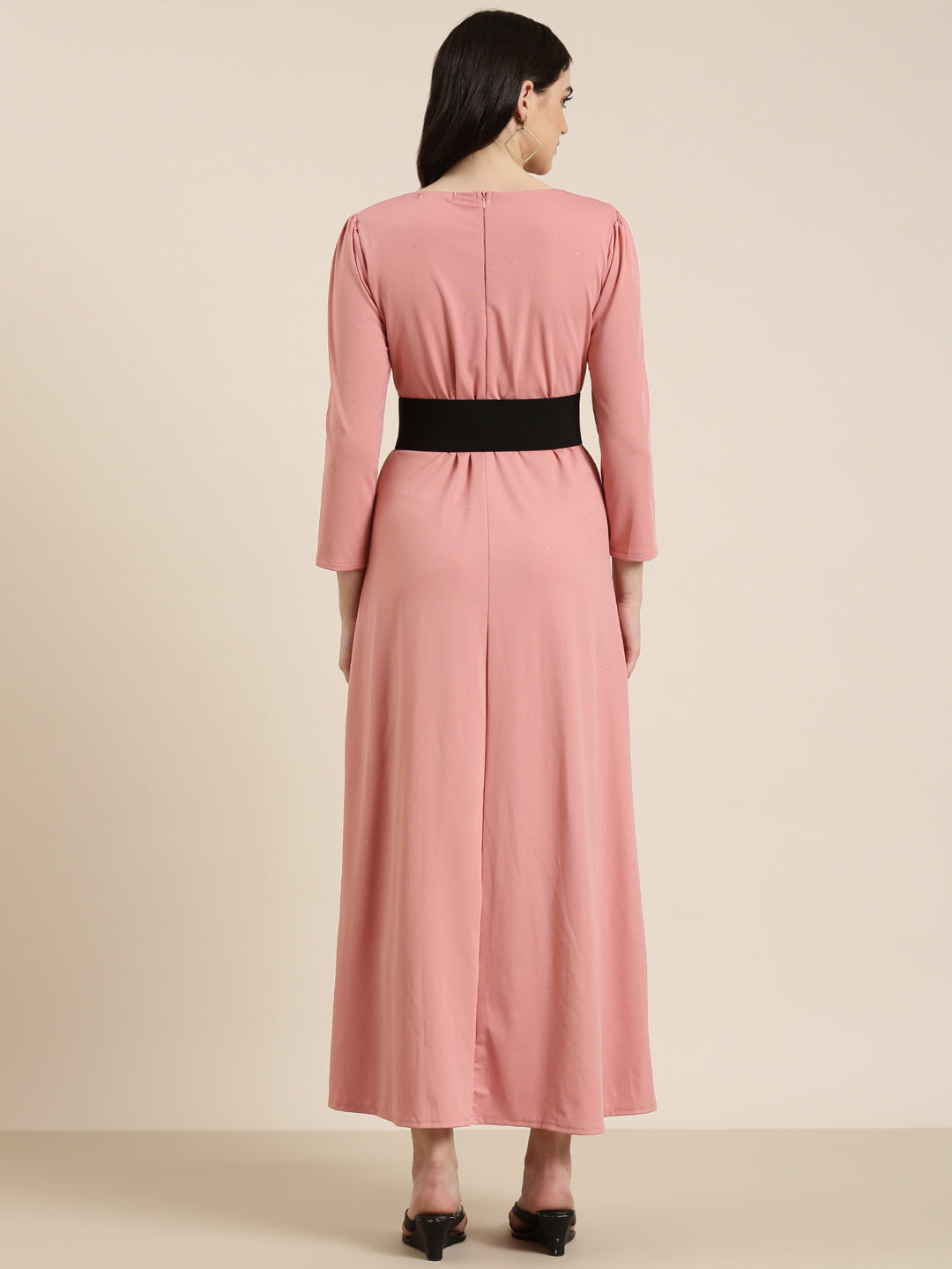 Women Pink Solid Gown Dress