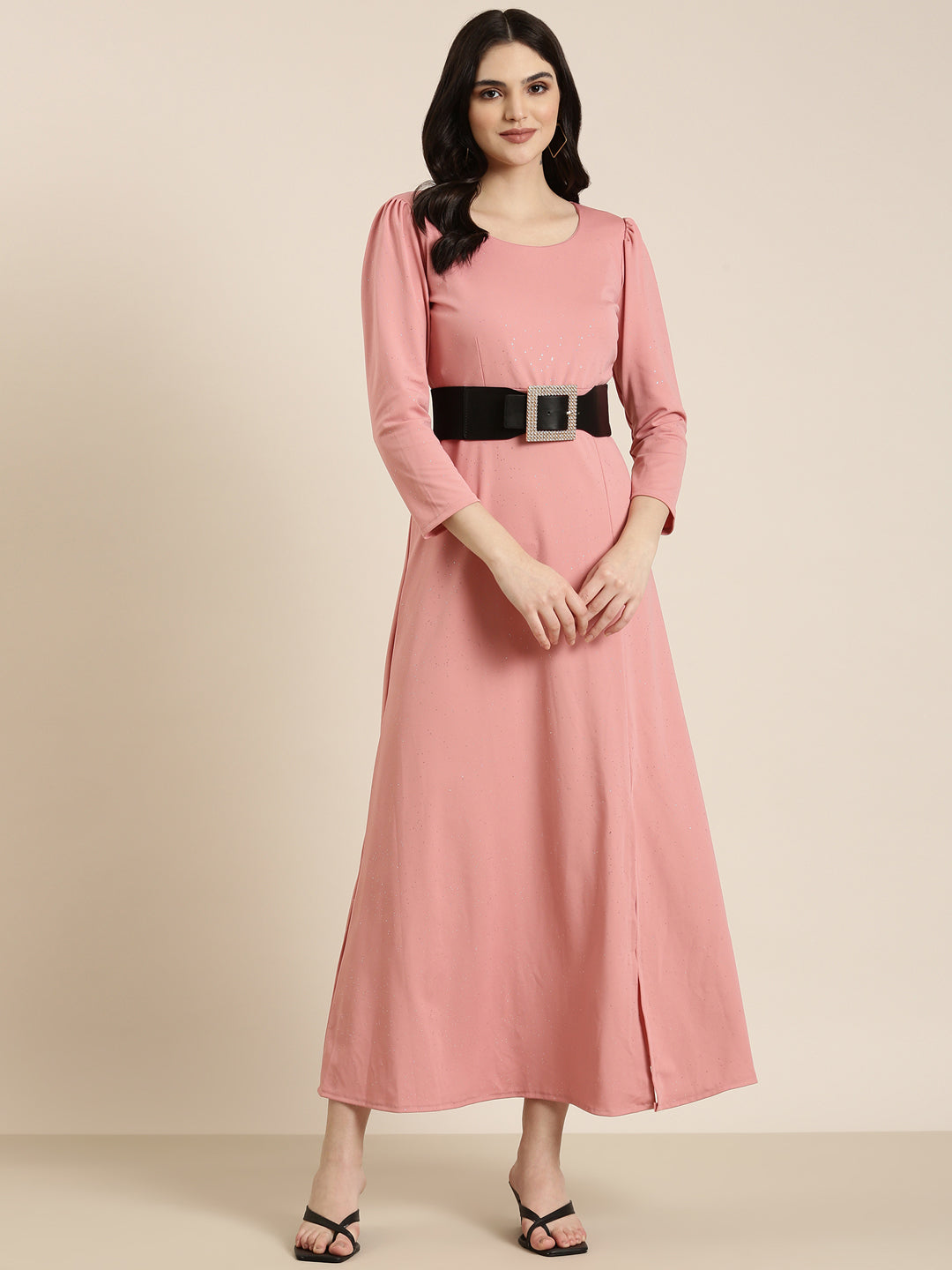 Women Pink Solid Gown Dress