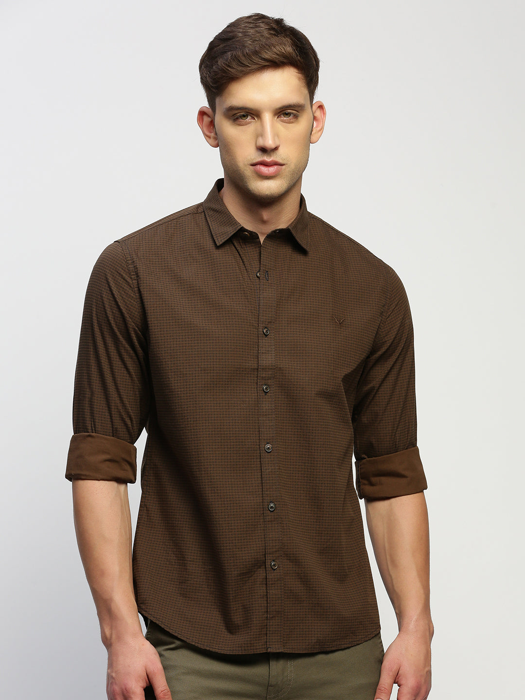 Men Brown Striped Shirt