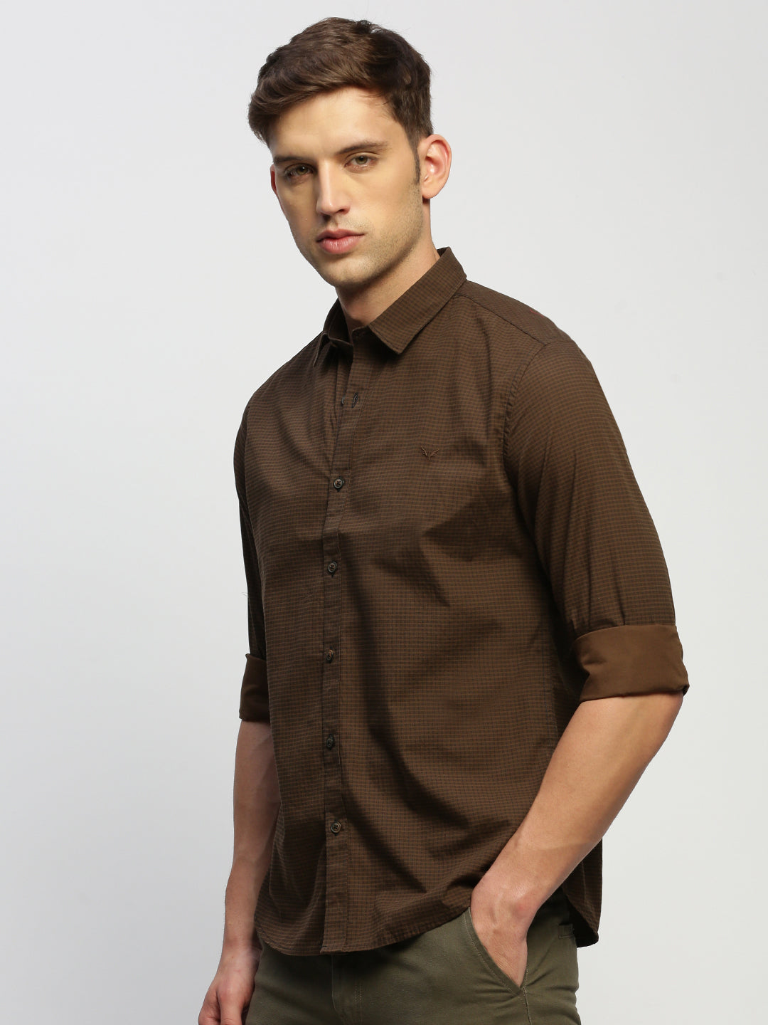 Men Brown Striped Shirt