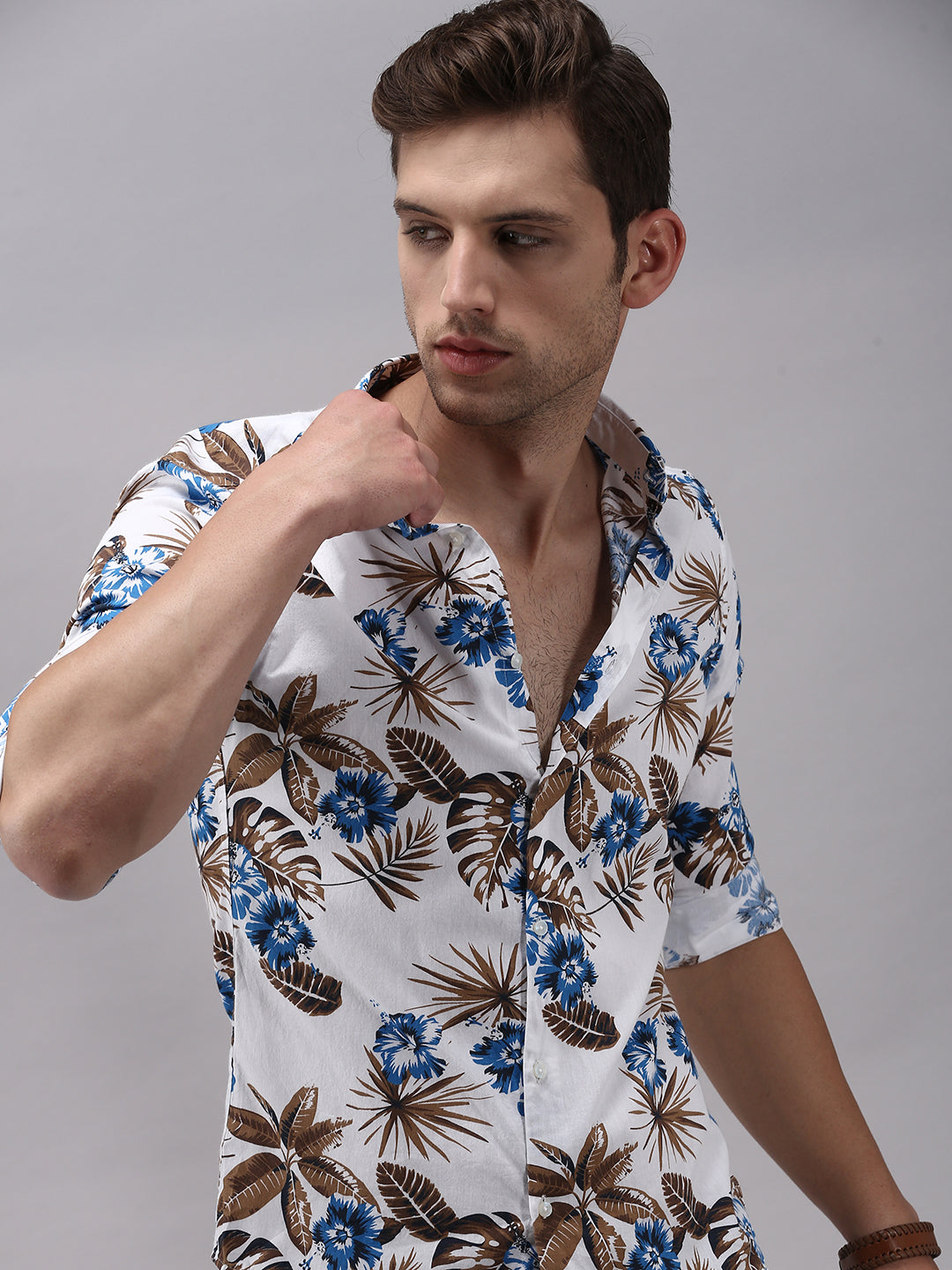 Men White Printed Casual Shirt