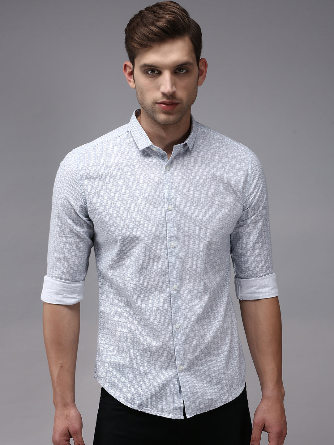 Men White Printed Casual Shirt