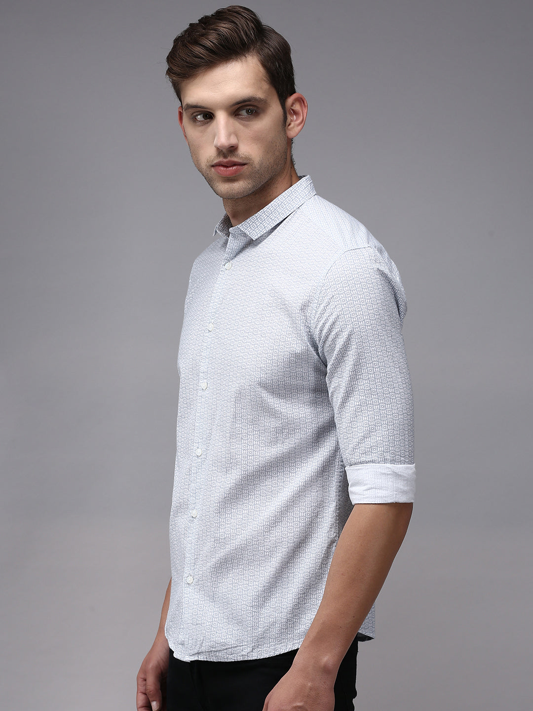 Men White Printed Casual Shirt