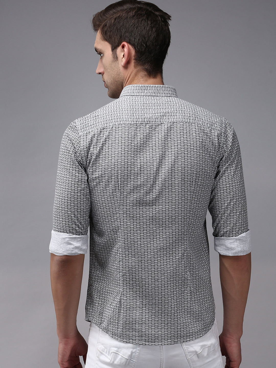 Men White Printed Casual Shirt