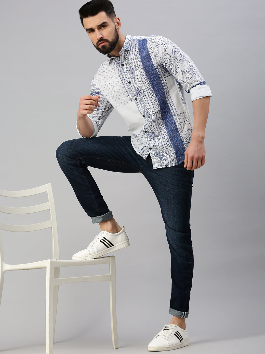 Men Ethnic Motifs White Casual Shirt