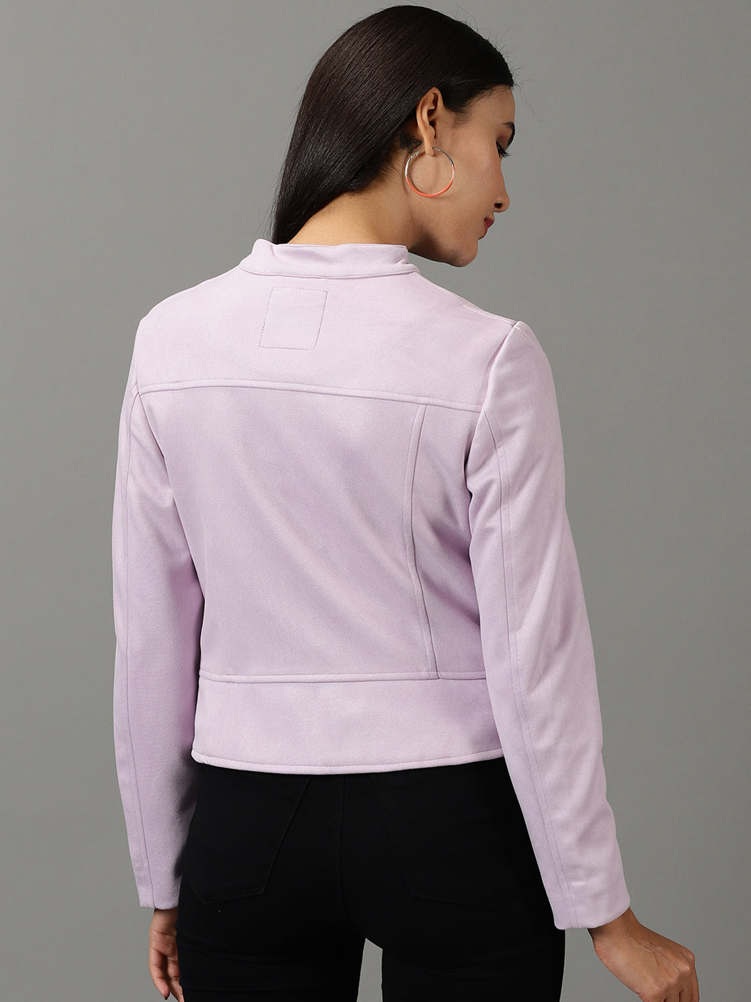Women's Lavender Solid Open Front Jacket