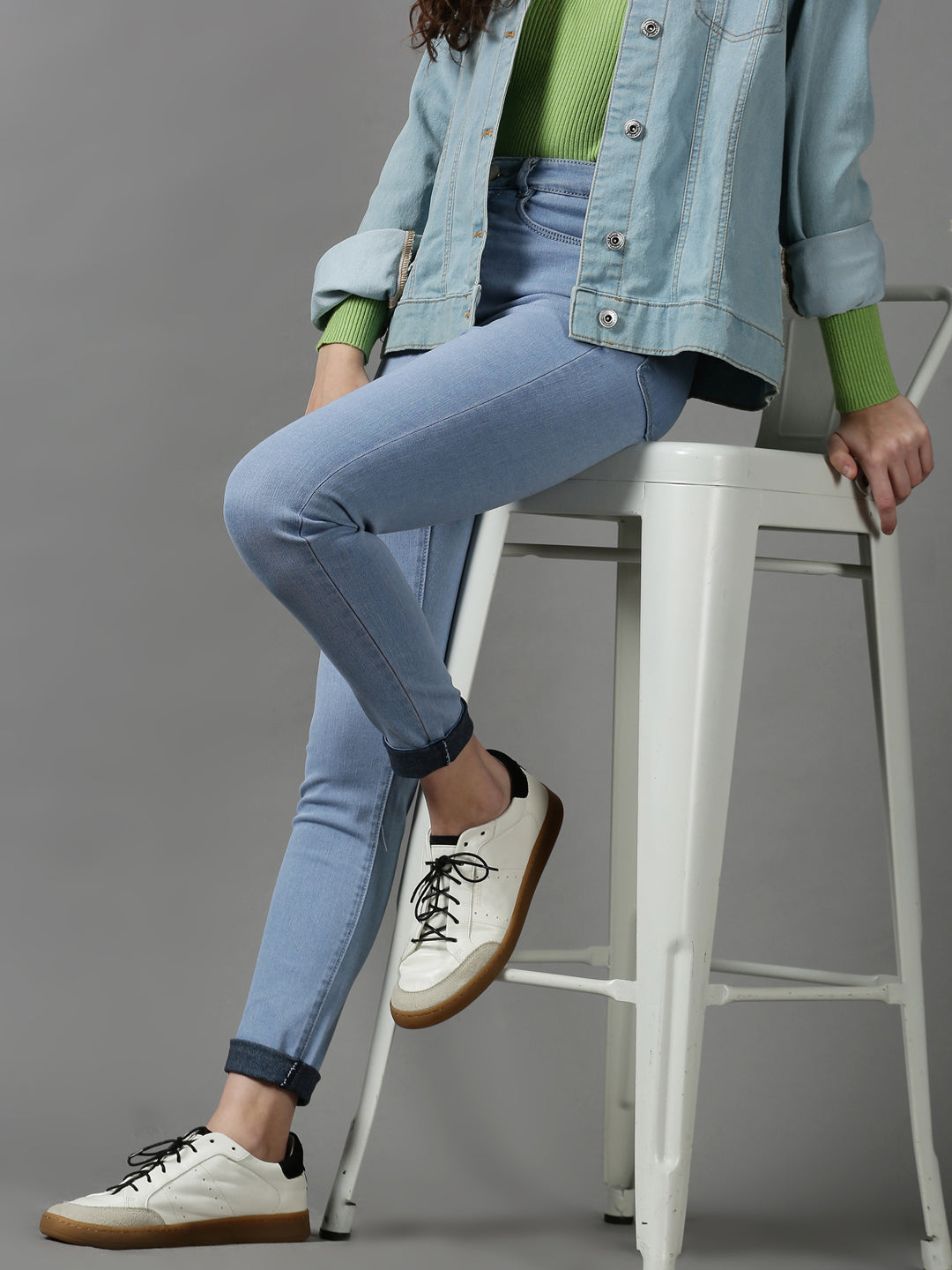 Women's Blue Solid Fit Denim Jeans