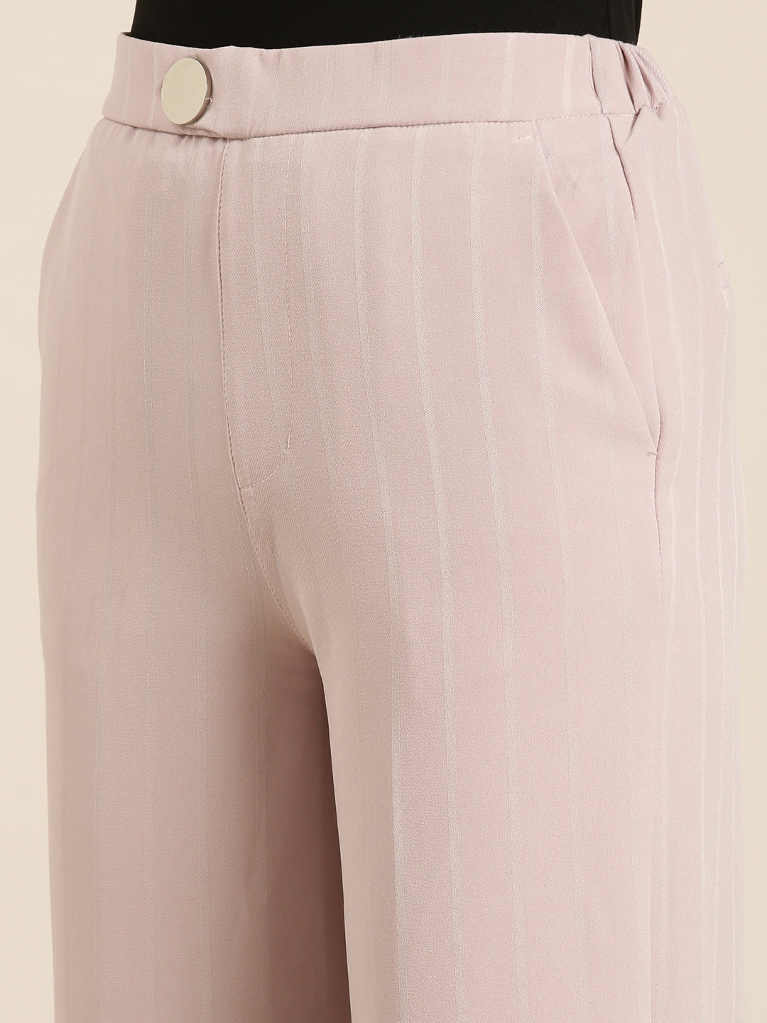 Women Pink Striped Parallel Trouser