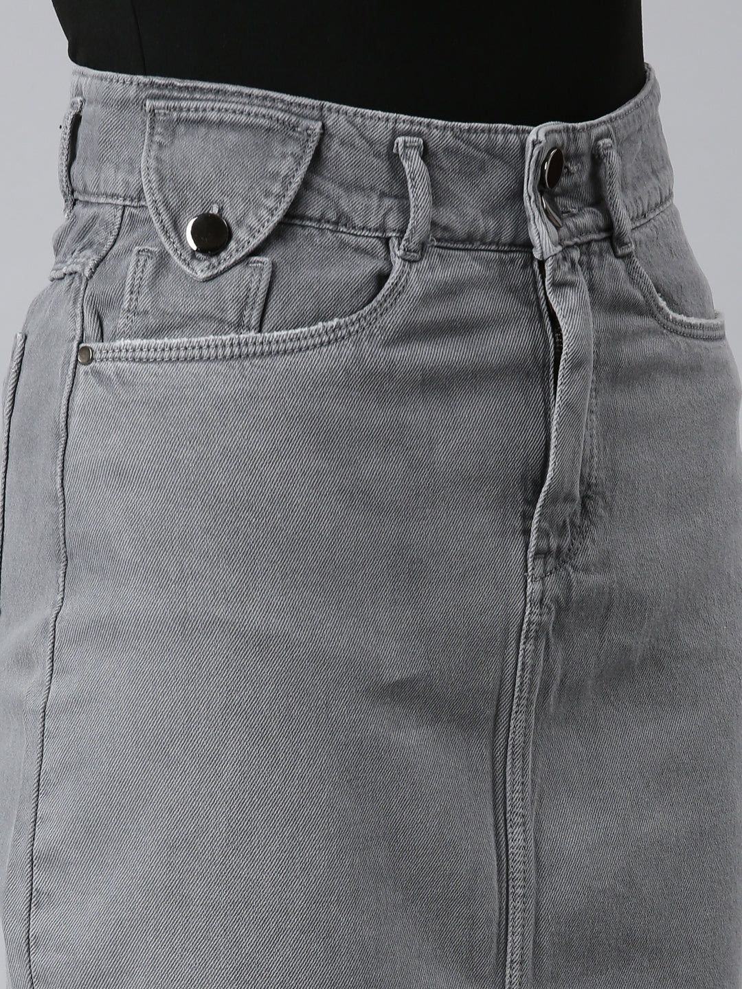 Women Grey Solid A-Line Skirt