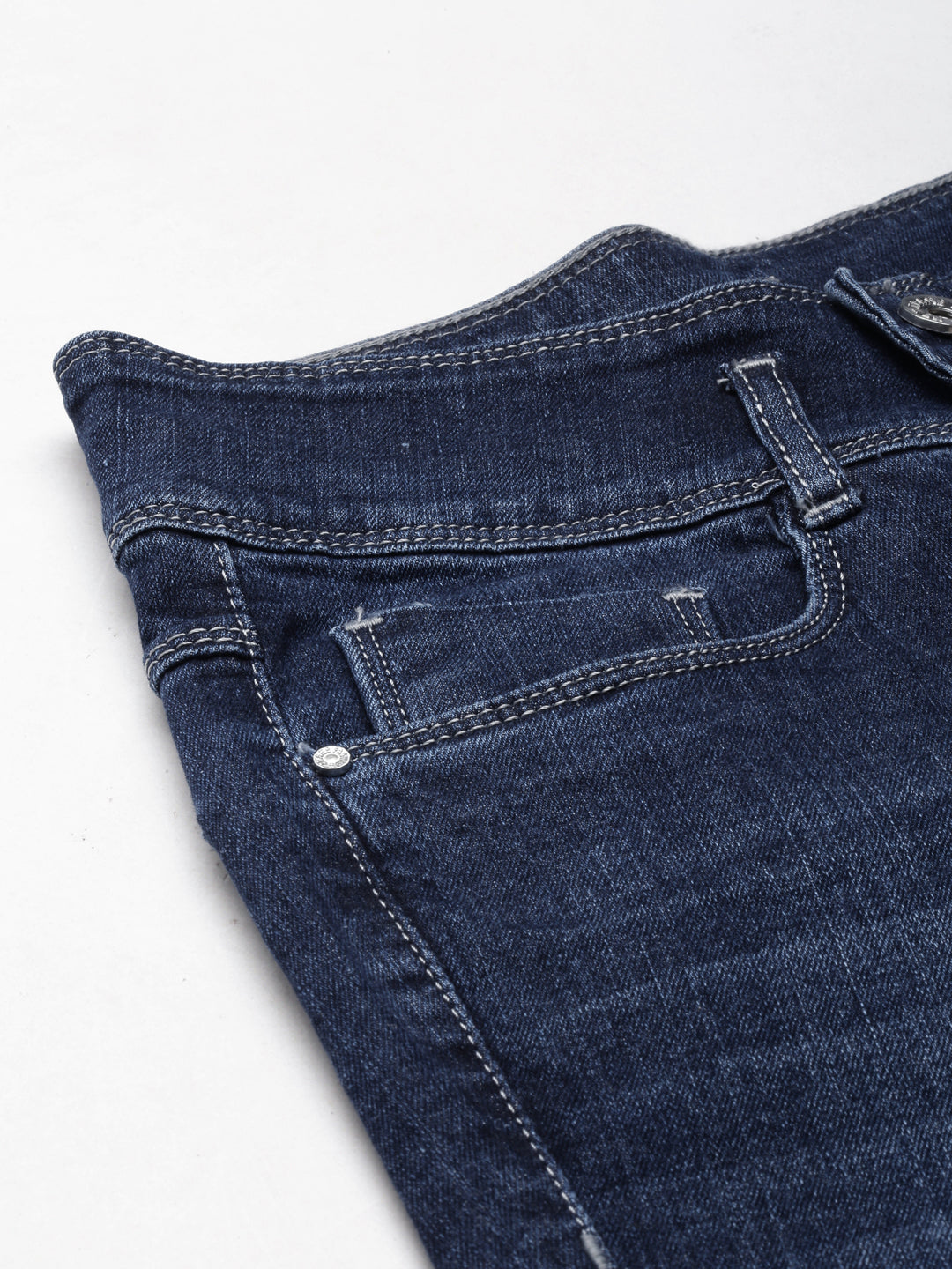 Women Navy Blue Solid Flared Denim Jeans