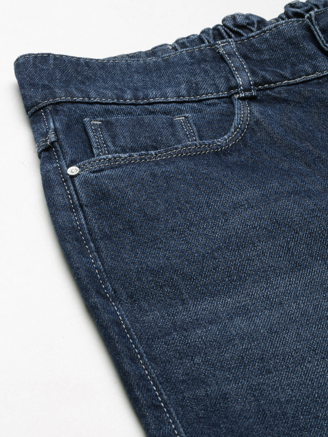 Women Navy Blue Solid Straight Fit Denim Jeans