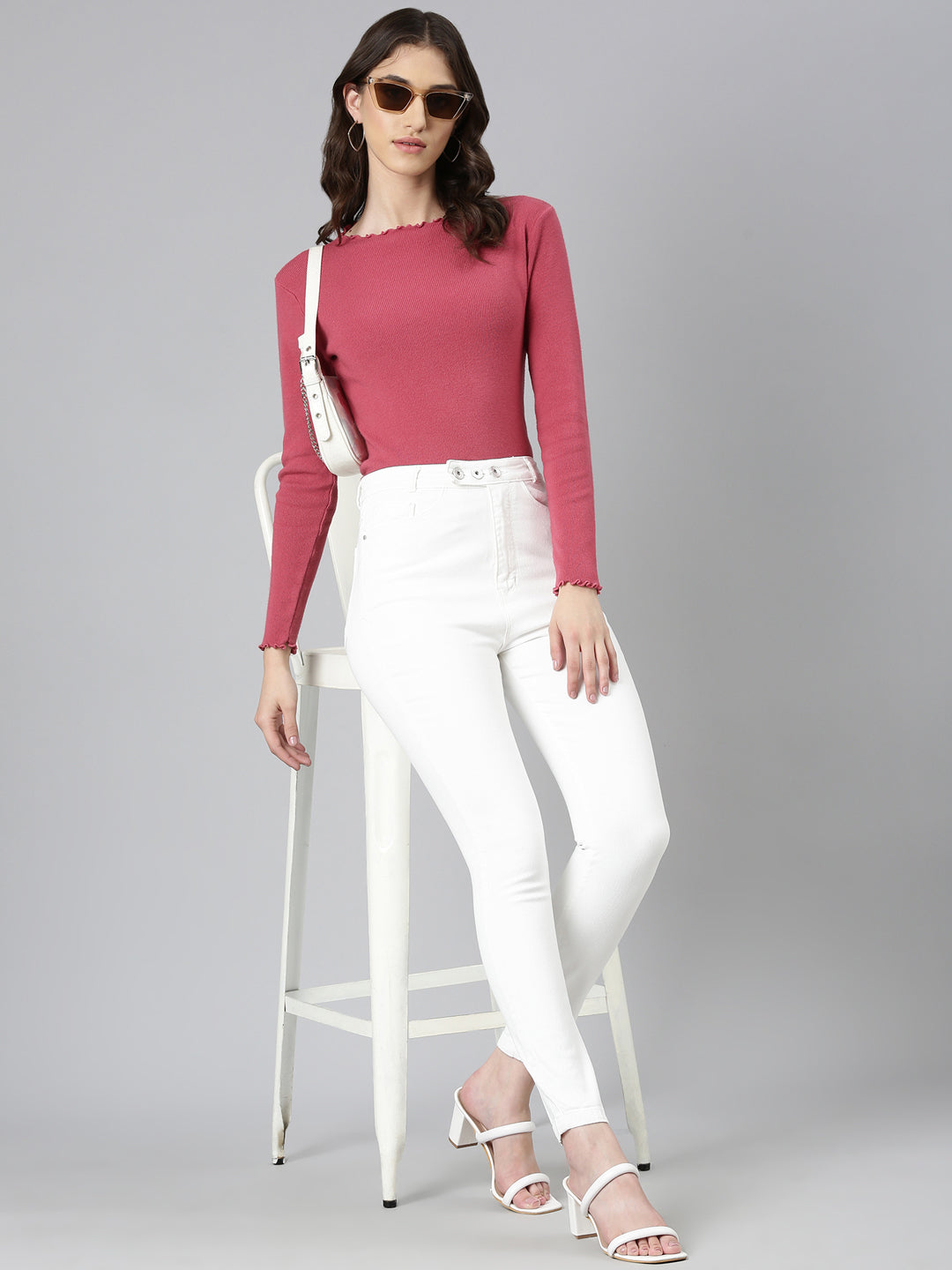 Women White Solid Skinny Fit Denim Jeans