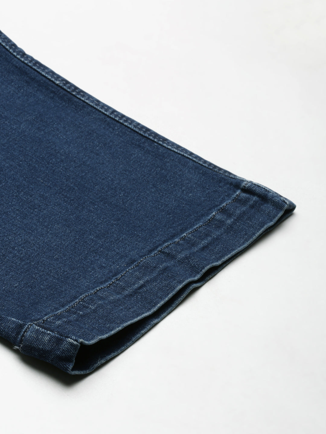 Women Navy Blue Solid Wide Leg Denim Jeans