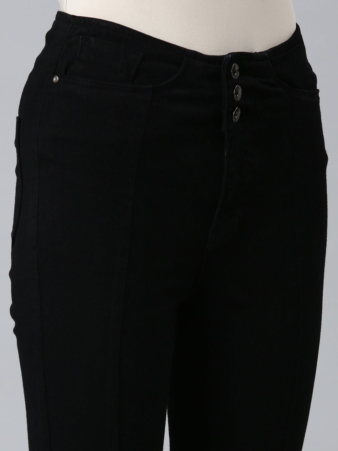 Women Black Solid Bootcut Denim Jeans
