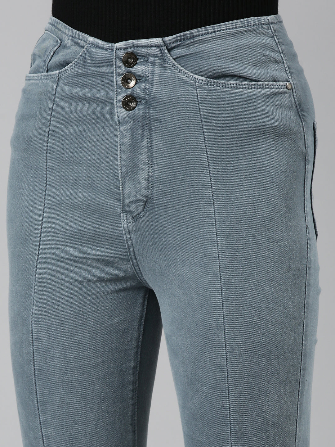 Women Grey Solid Bootcut Denim Jeans