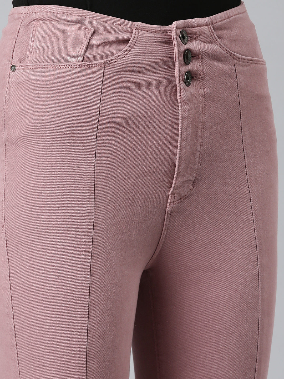 Women Mauve Solid Bootcut Denim Jeans