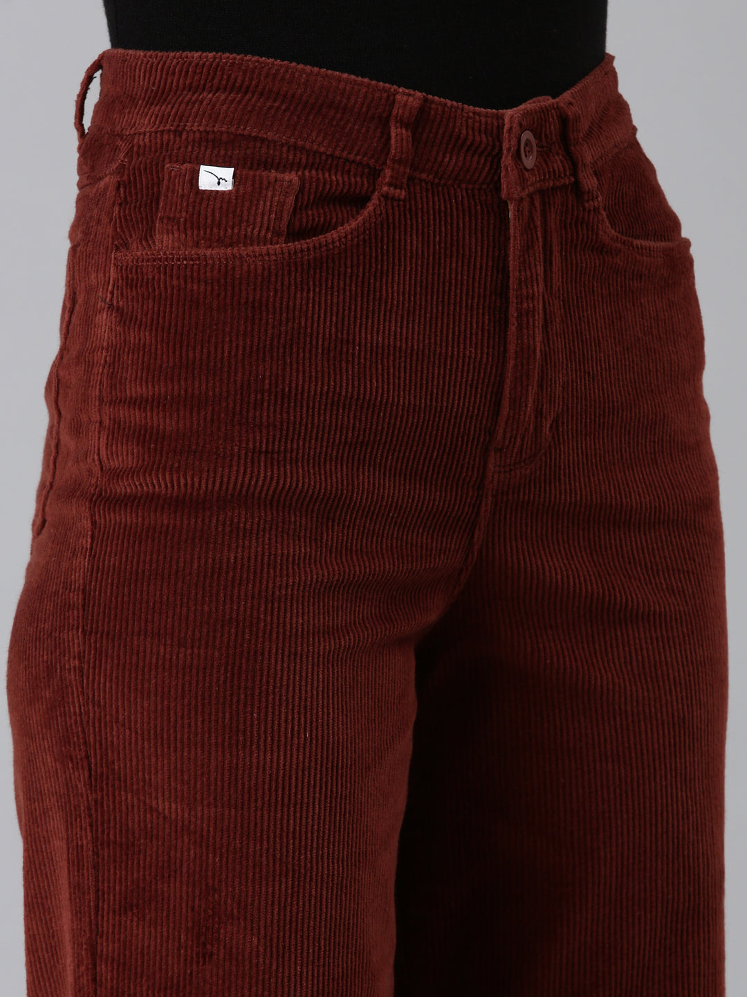 Women Rust Solid Parallel Trouser