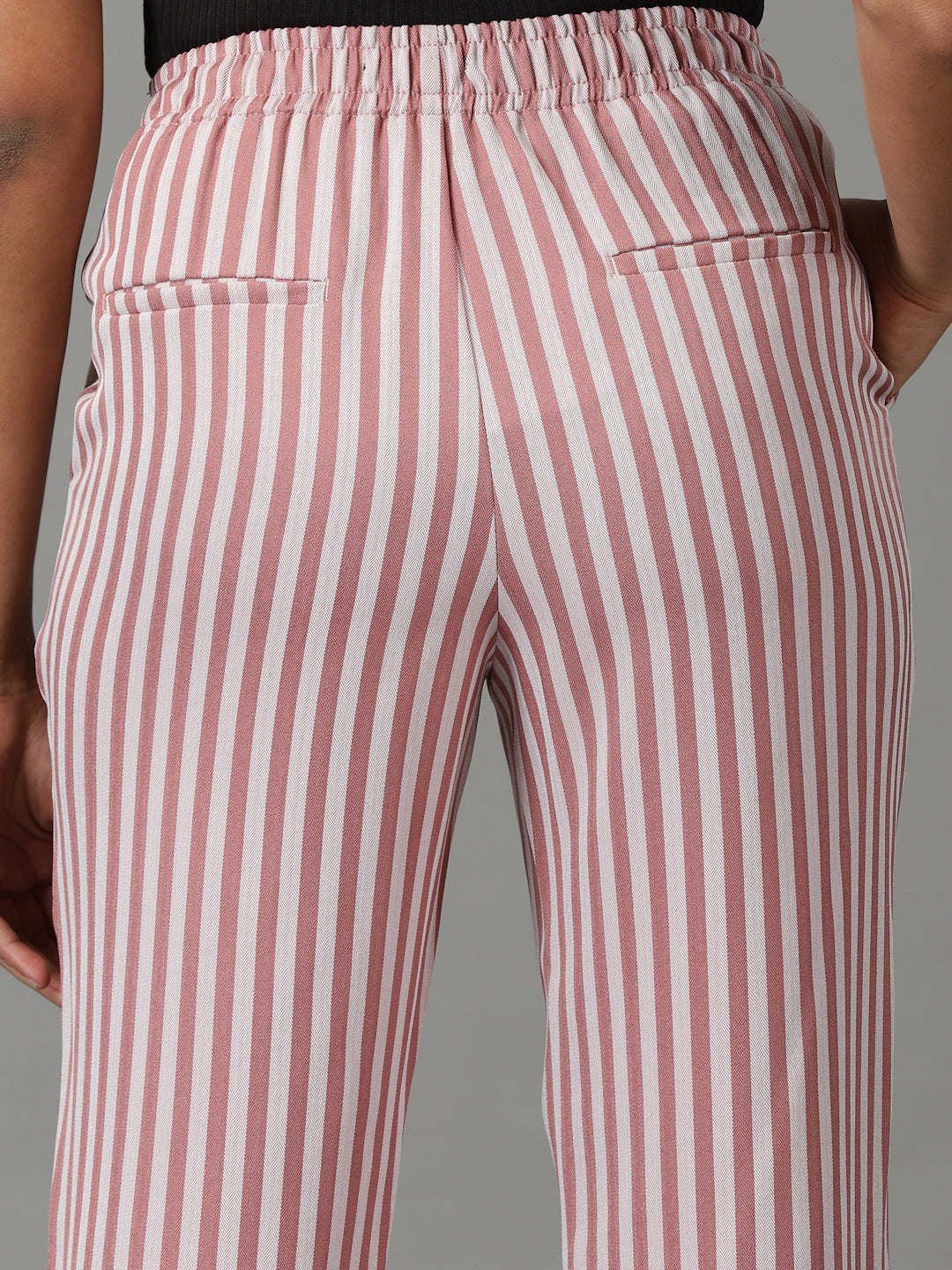 Women's Mauve Striped Formal Trouser