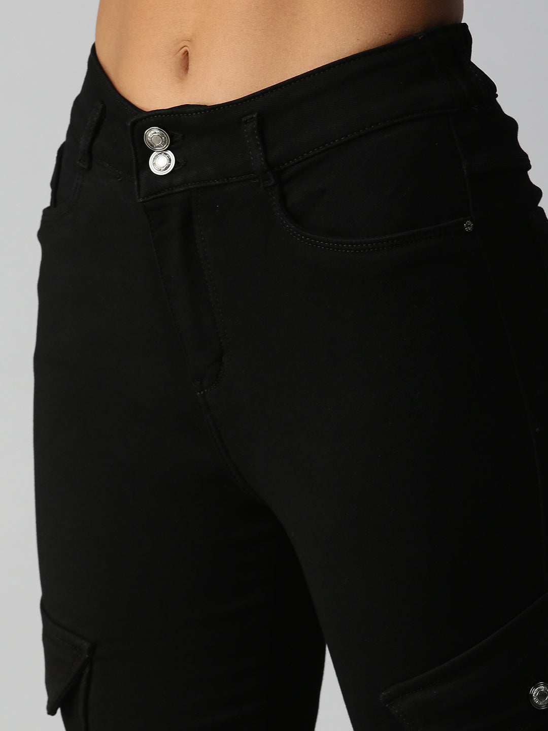 Women's Black Solid Denim Jeans