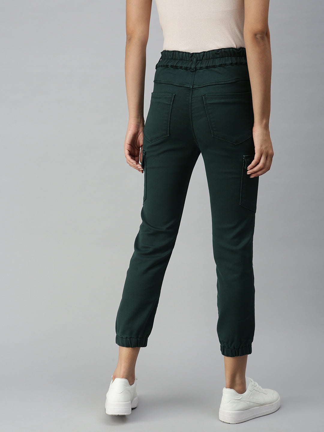 Women's Green Solid Denim Jeans