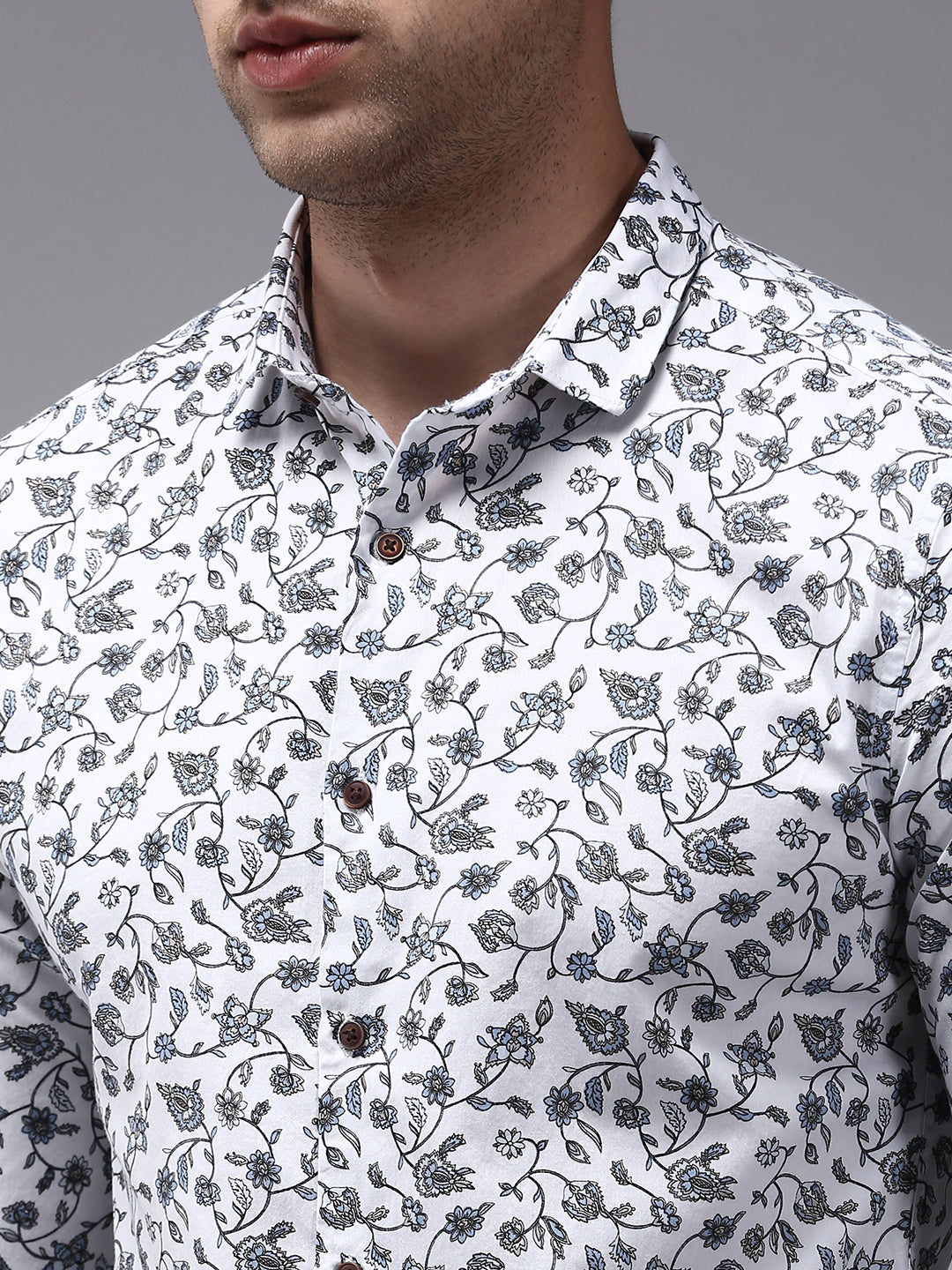 Men White Printed Casual Shirt