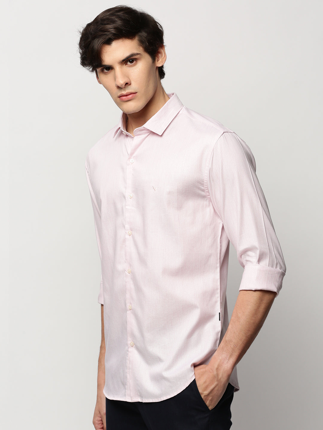 Men Pink Solid Casual Casual Shirts