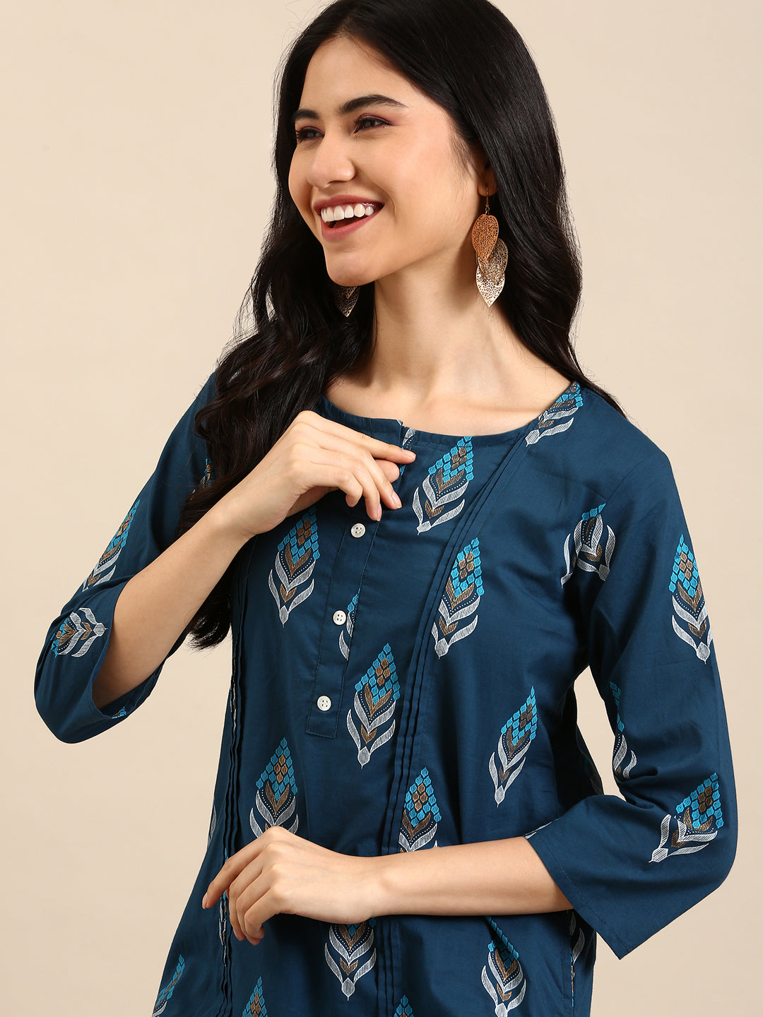 Women's Teal Printed Kurta Set