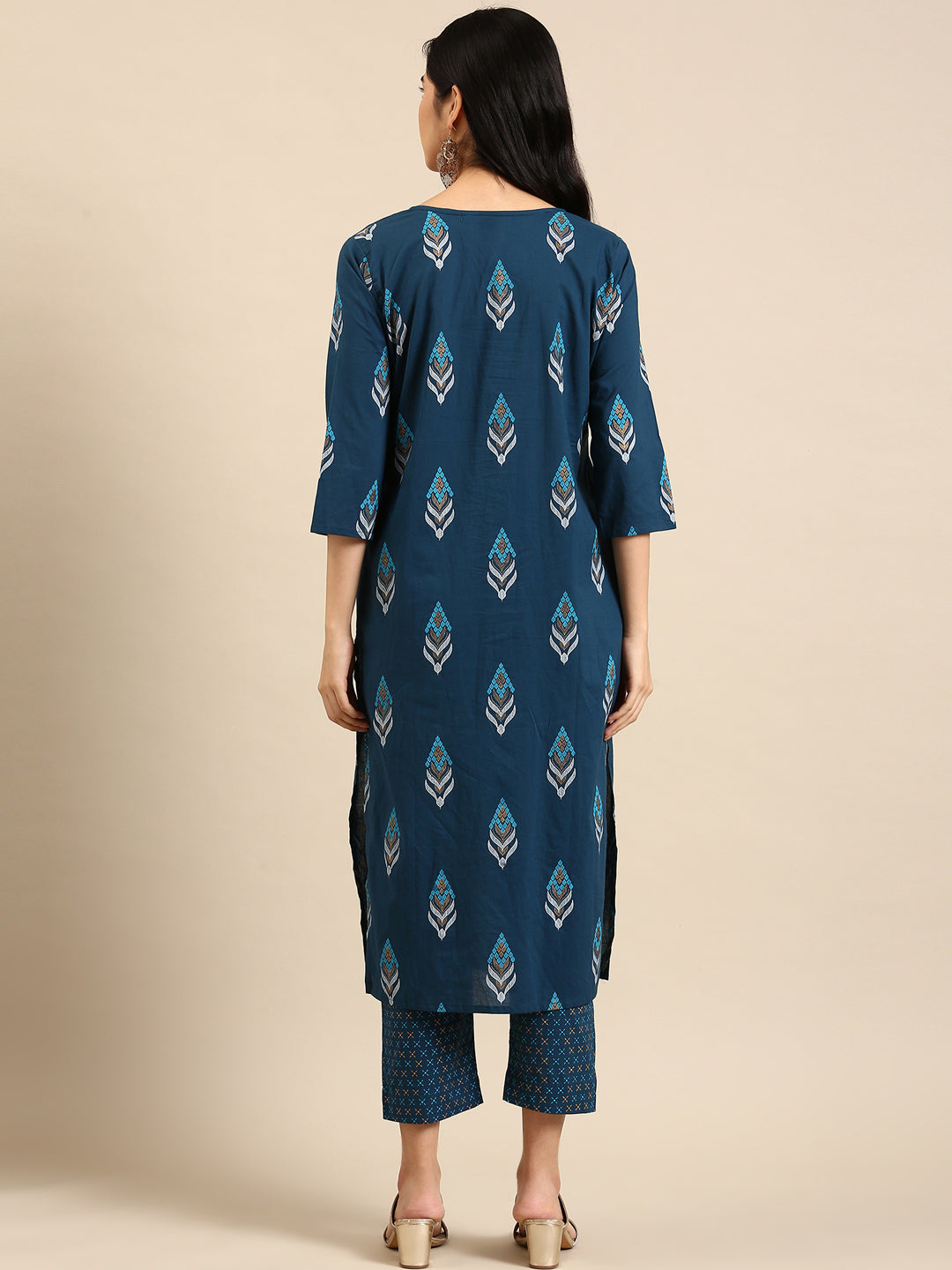 Women's Teal Printed Kurta Set