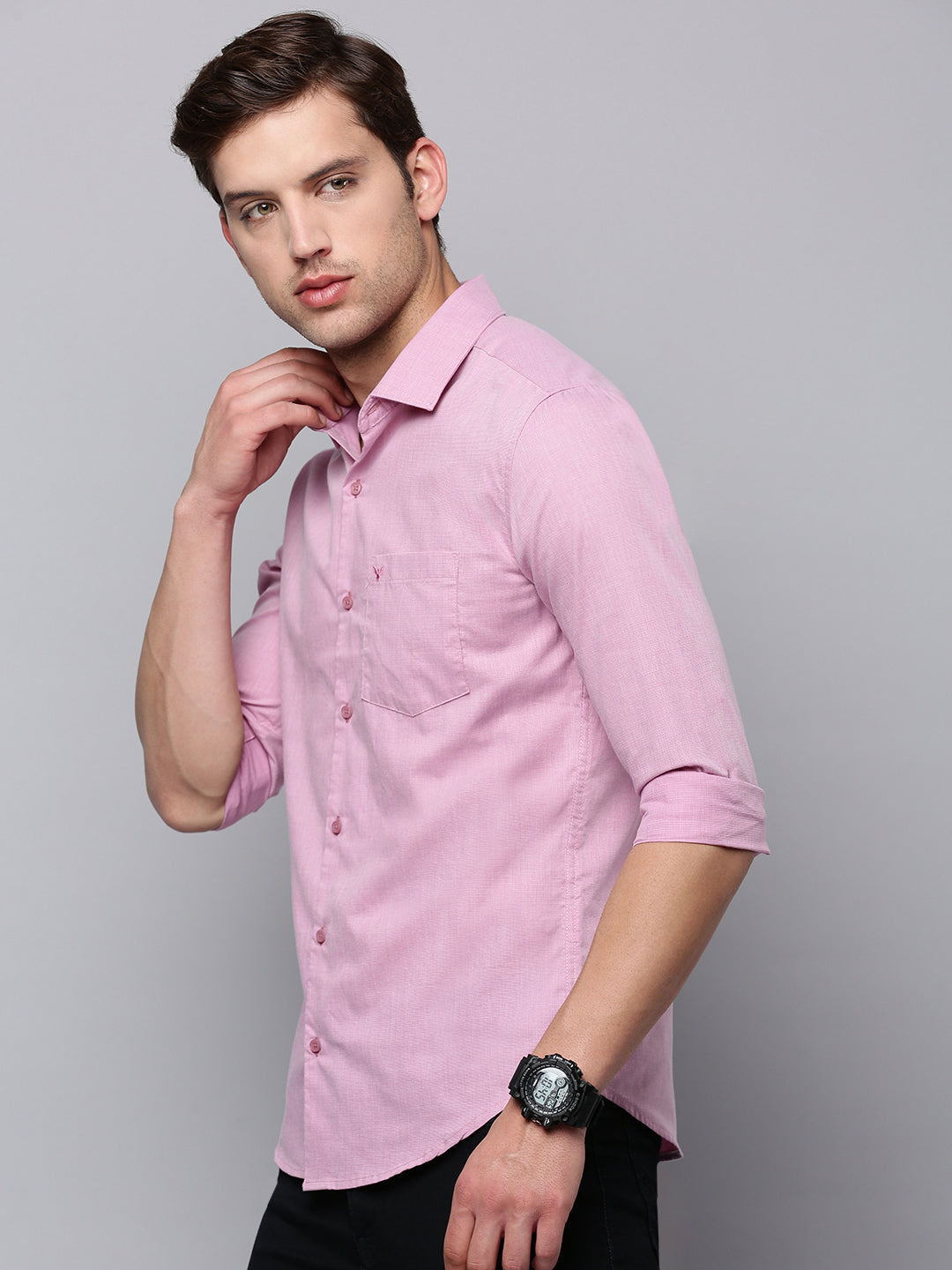 Men Mauve Solid Casual Shirt