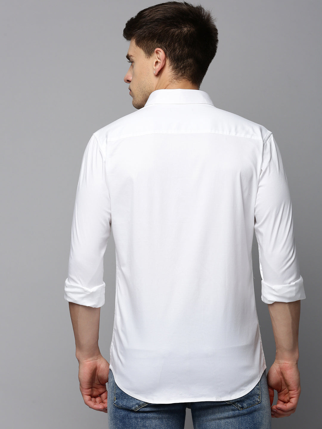 Men White Printed Casual Shirt