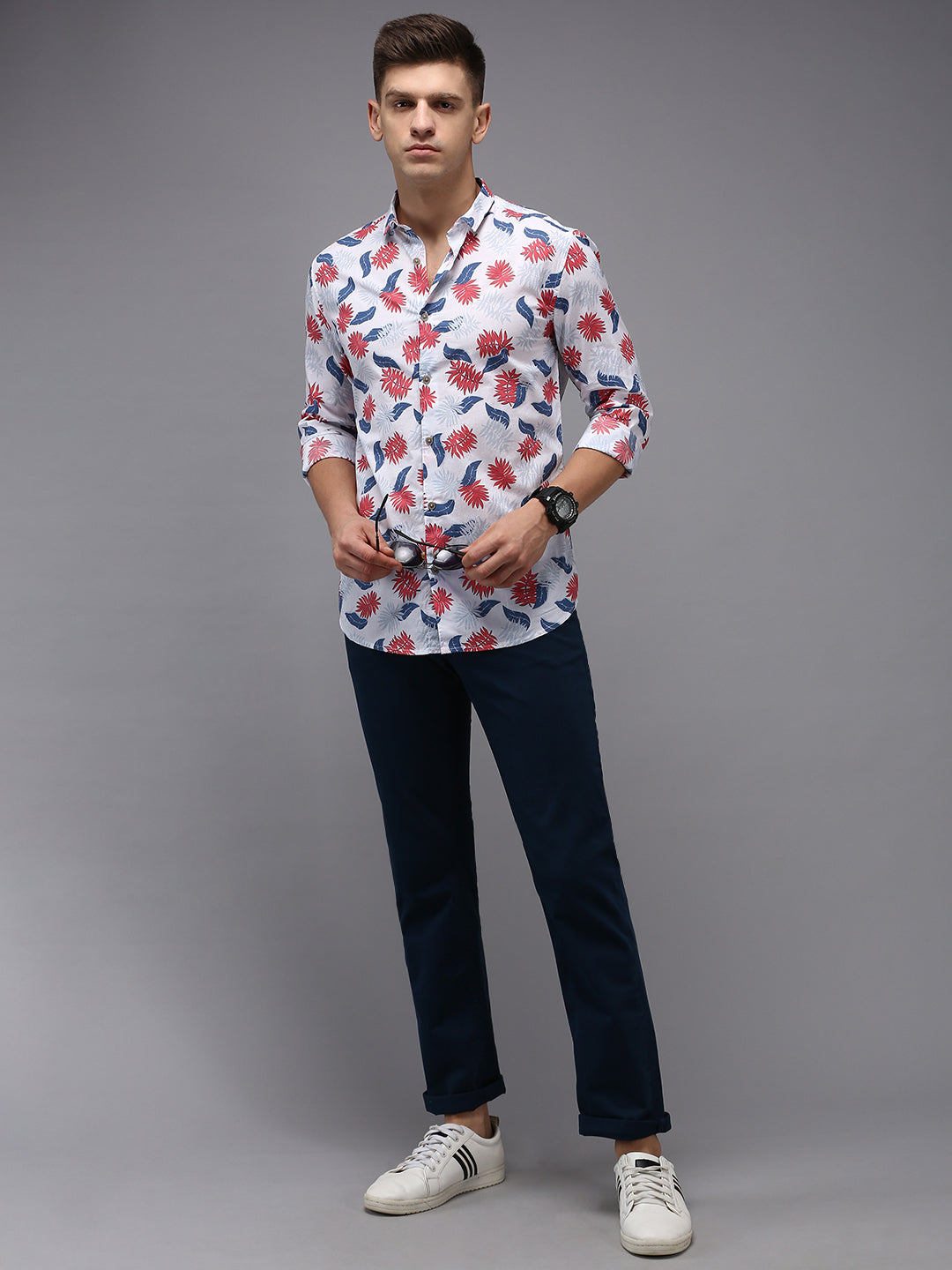 Men White Printed Casual Shirt