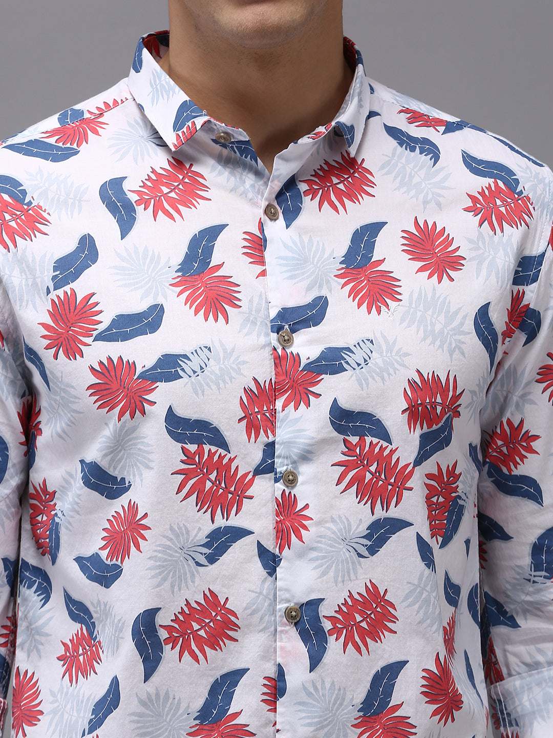 Men White Printed Casual Shirt