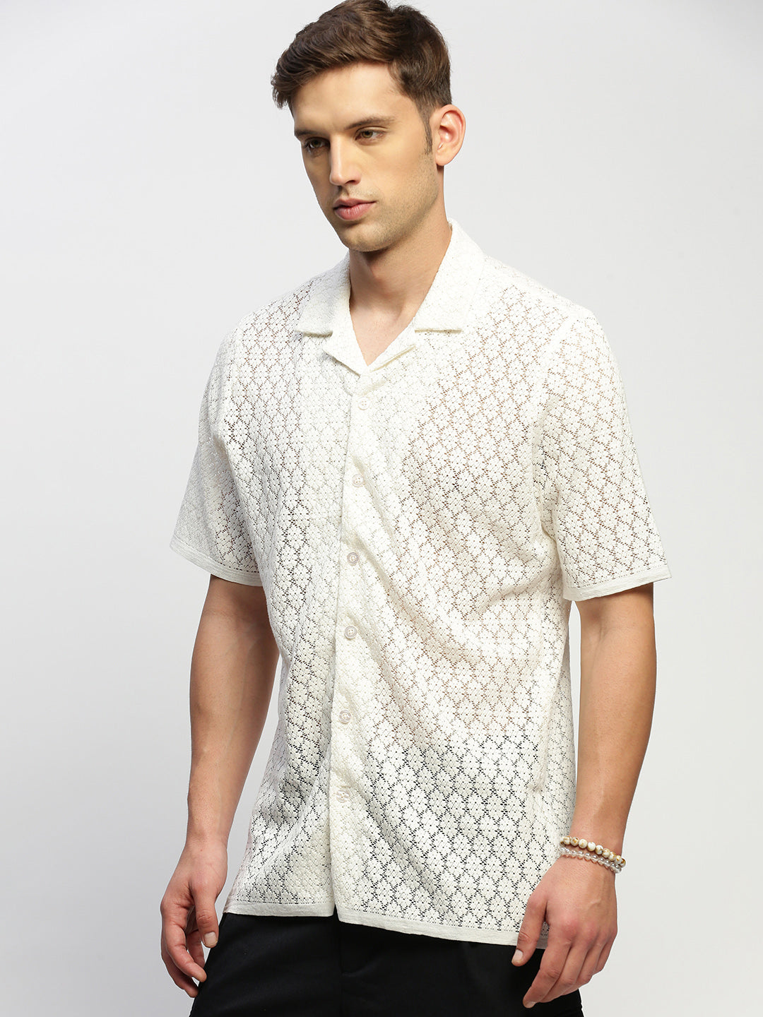 Men White Solid Shirt