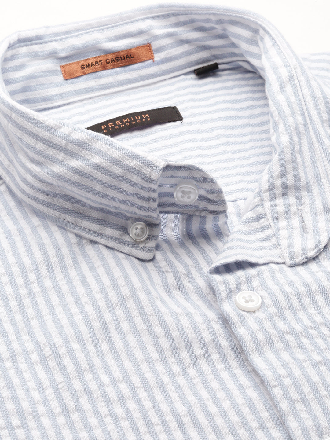 Men White Striped Casual Casual Shirts