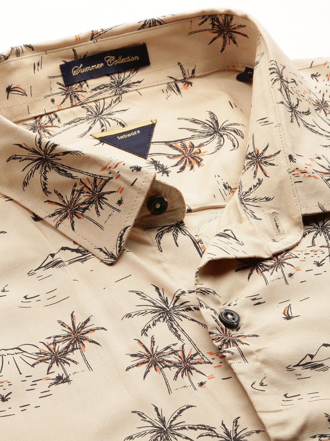 Men Beige Floral Casual Casual Shirts