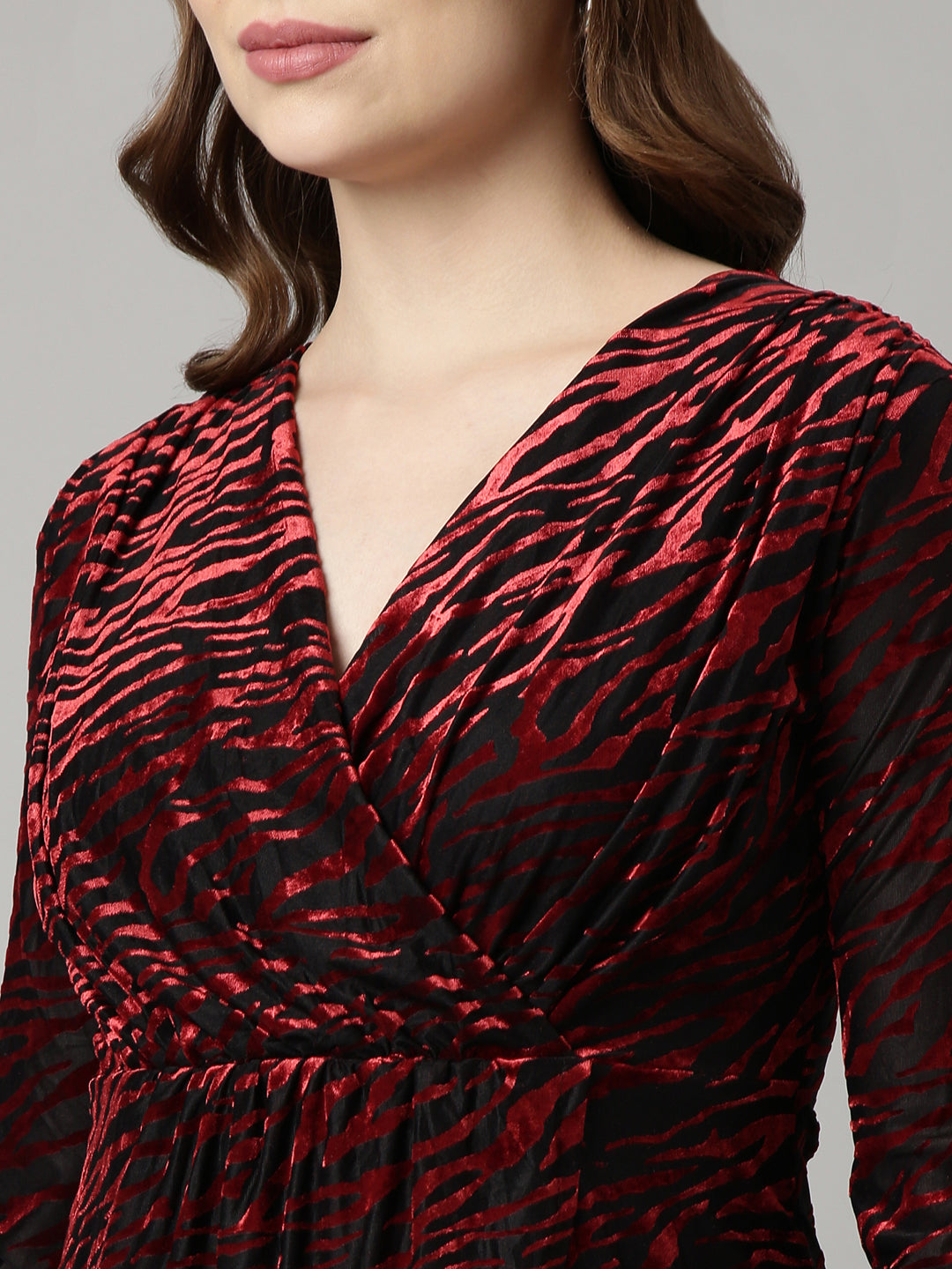Women Red Abstract Bodycon Dress