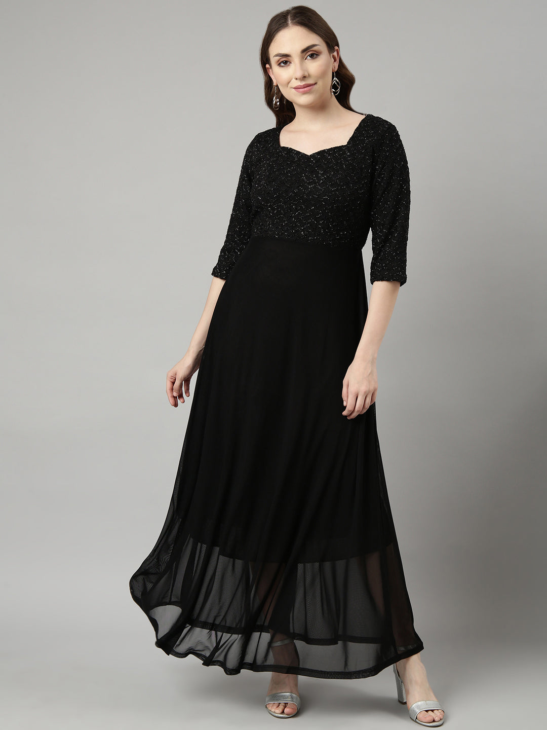 Women Black Solid Maxi Dress