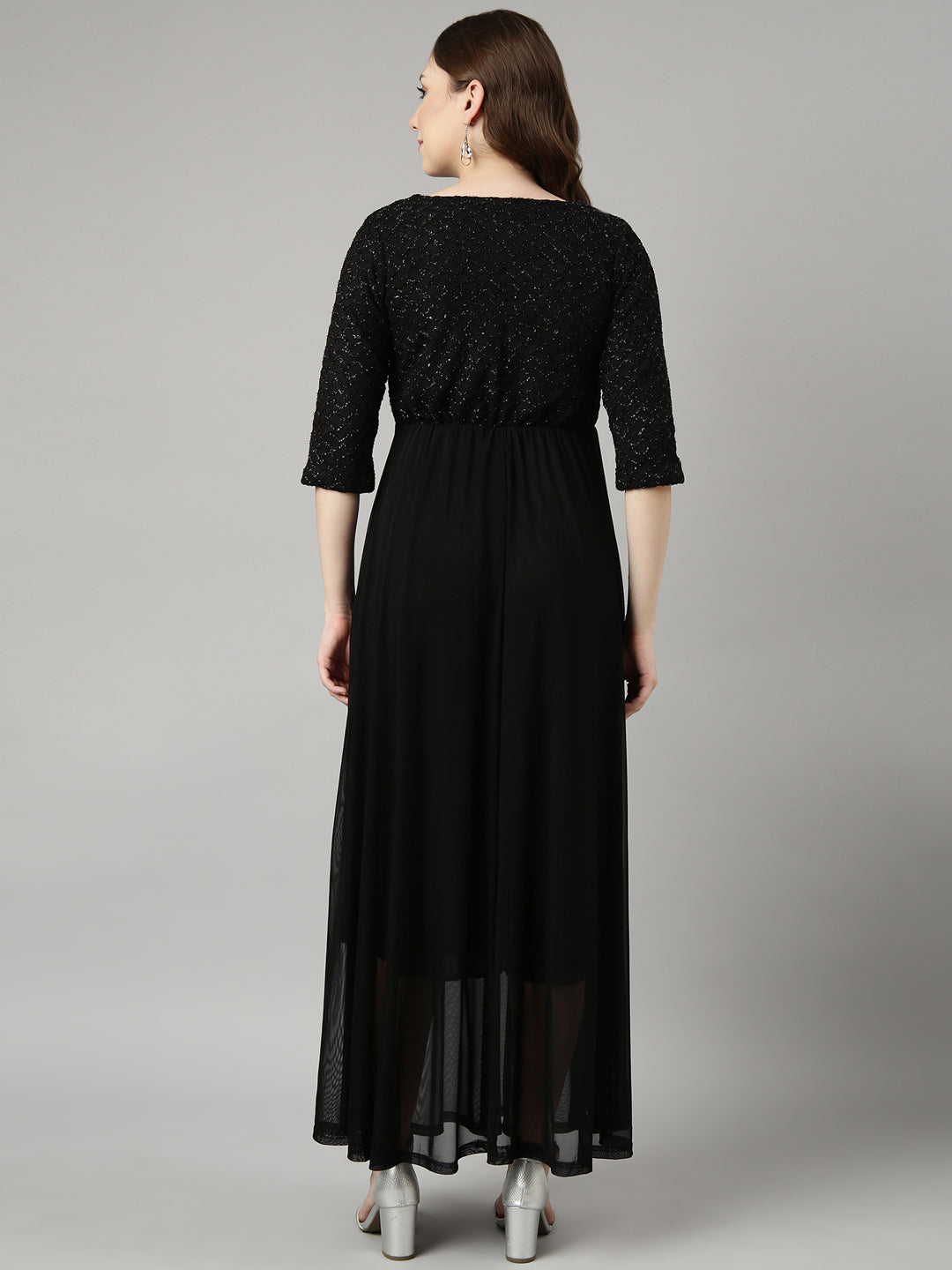 Women Black Solid Maxi Dress