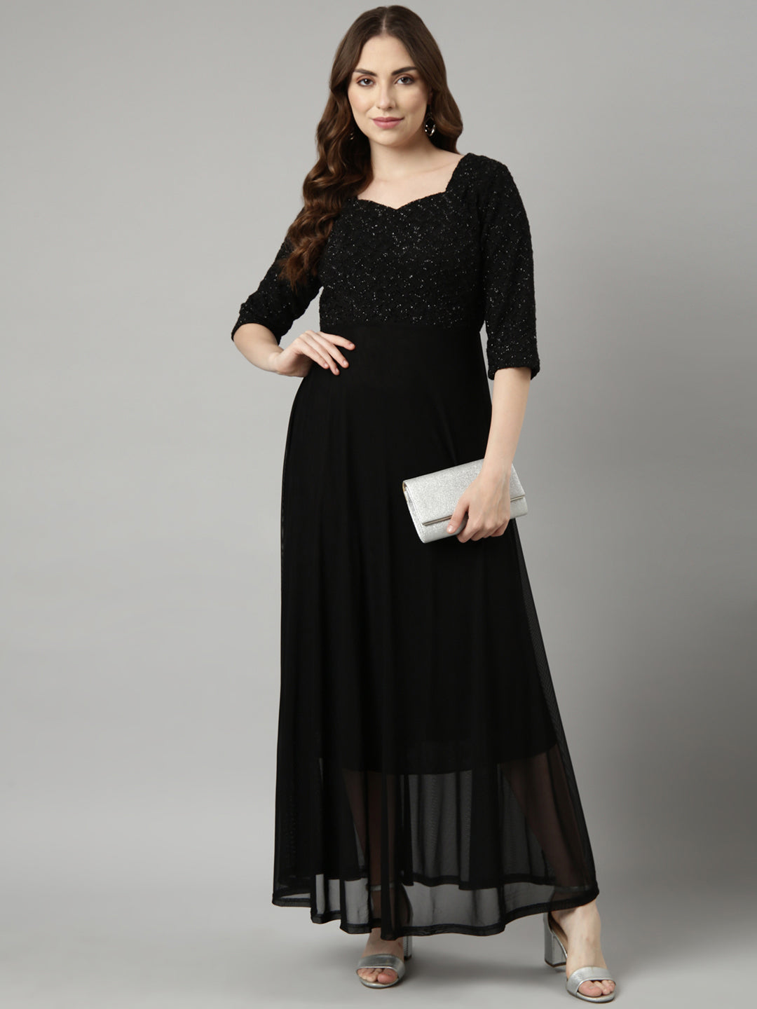 Women Black Solid Maxi Dress