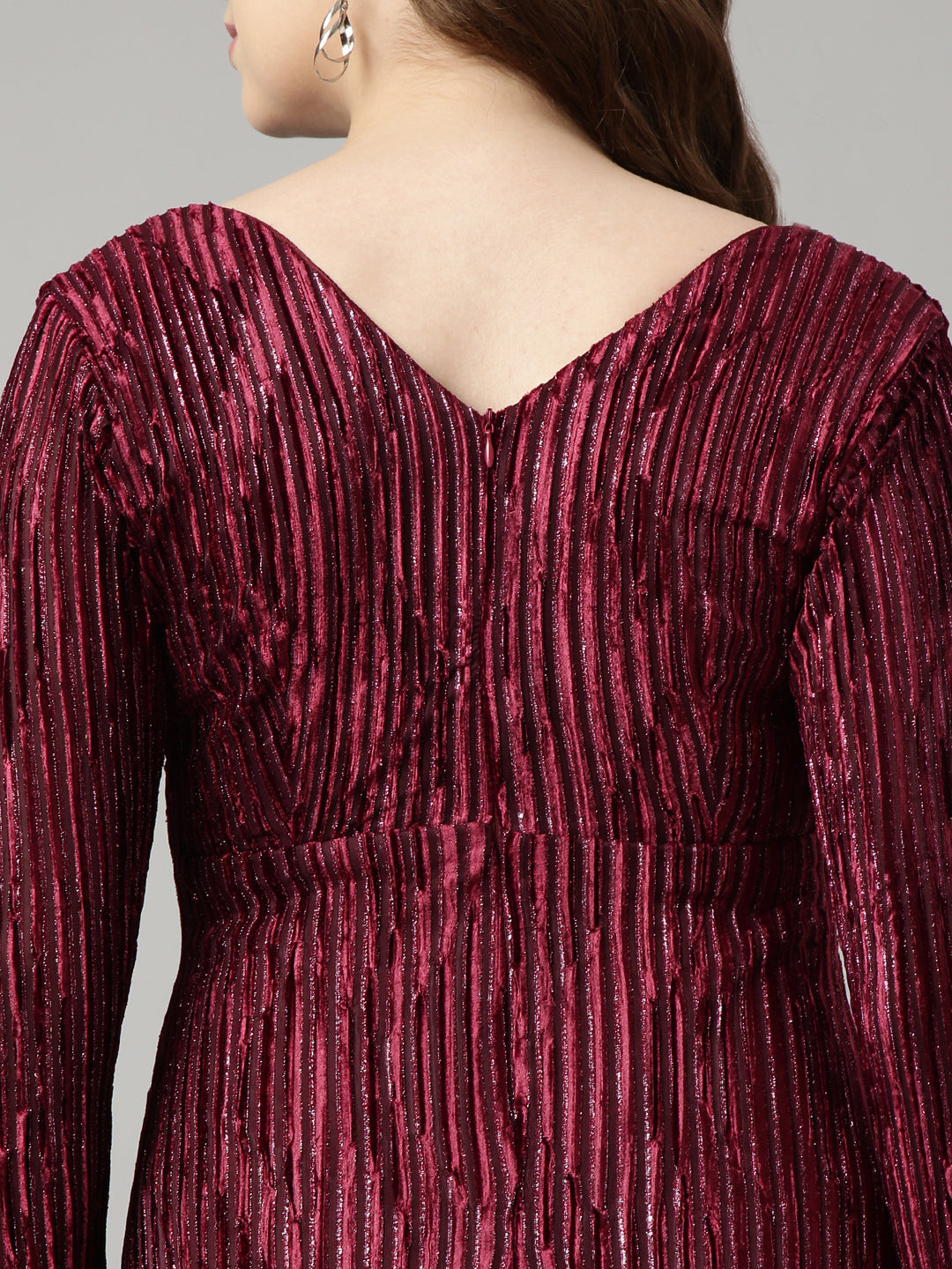 Women Maroon Striped Maxi Dress